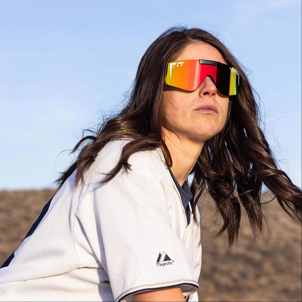 Front view of The Exec Flip-Offs 2.0 with HDPV Polarized Rainbow lens on white background