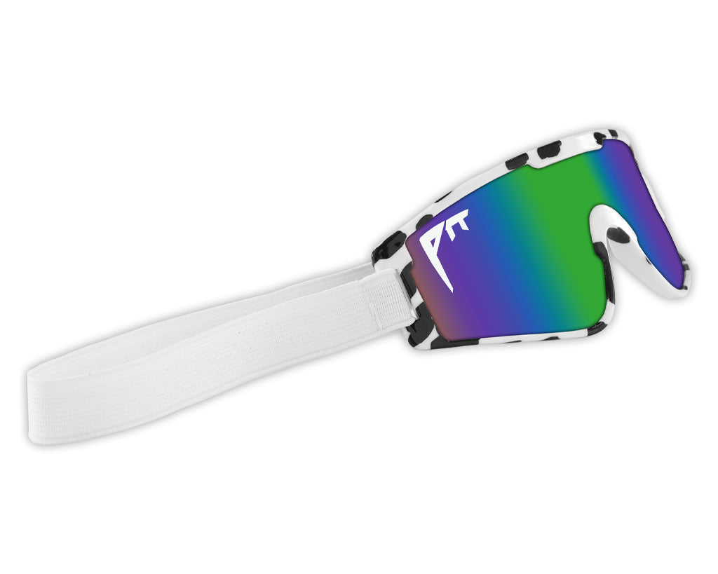 Angled view of The Cowabunga Baby Vipes with blue-green lens on white background