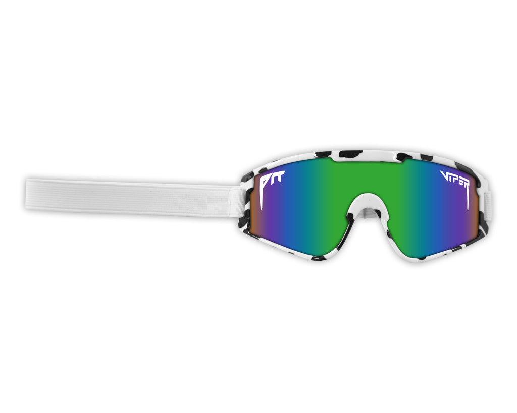 Angled view of The Cowabunga Baby Vipes with blue-green lens on white background