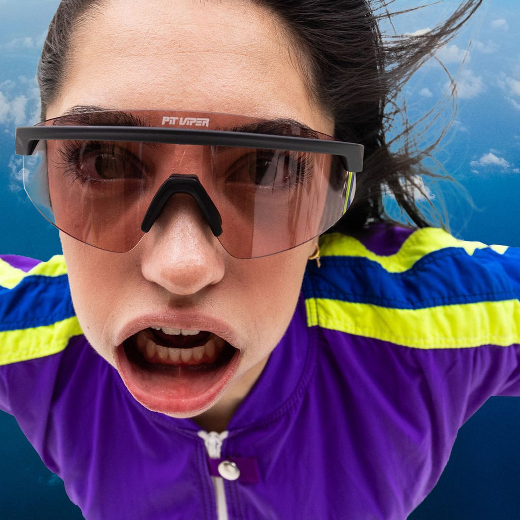 Person wearing The Exec Skysurfer with Photochromic Rose lens