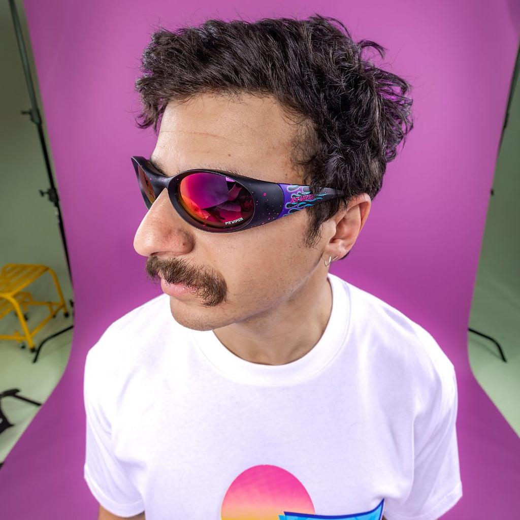 Person wearing The Ignition Slammer with Pink-Purple lens