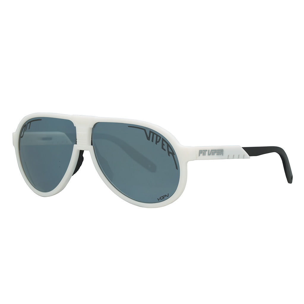 Angled view of The Miami Nights Jethawk with polarized Silver lens on white background