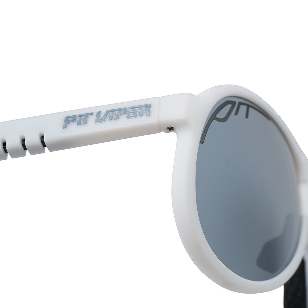 Close-up detail view of The Miami Nights Jethawk with polarized Silver lens