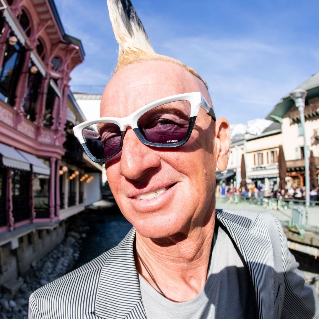 Man looks at camera wearing the mohawker clawdia