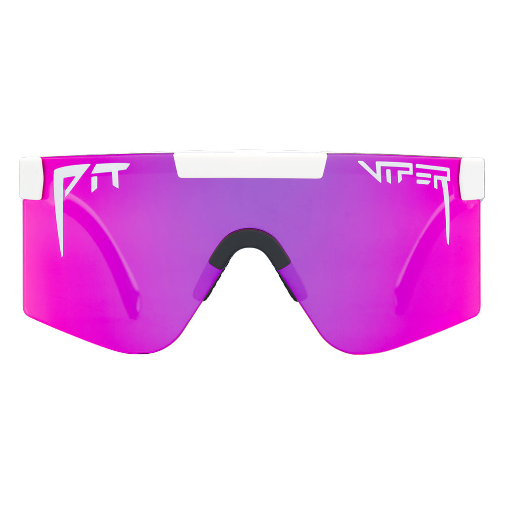 Front view of The Miami Nights Junior with pink lens on white background