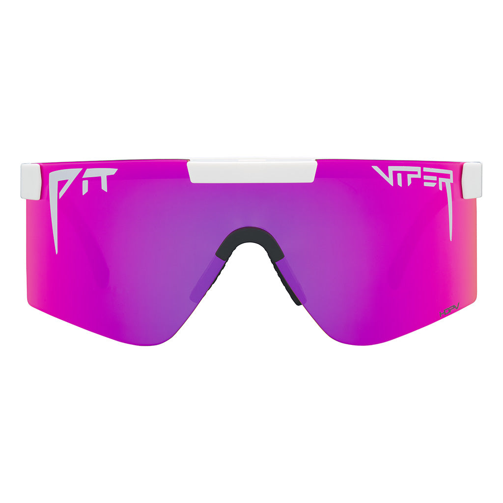 Front view of The Miami Nights Original 2.0 in wide fit with hdpv polarized pink lens on white background
