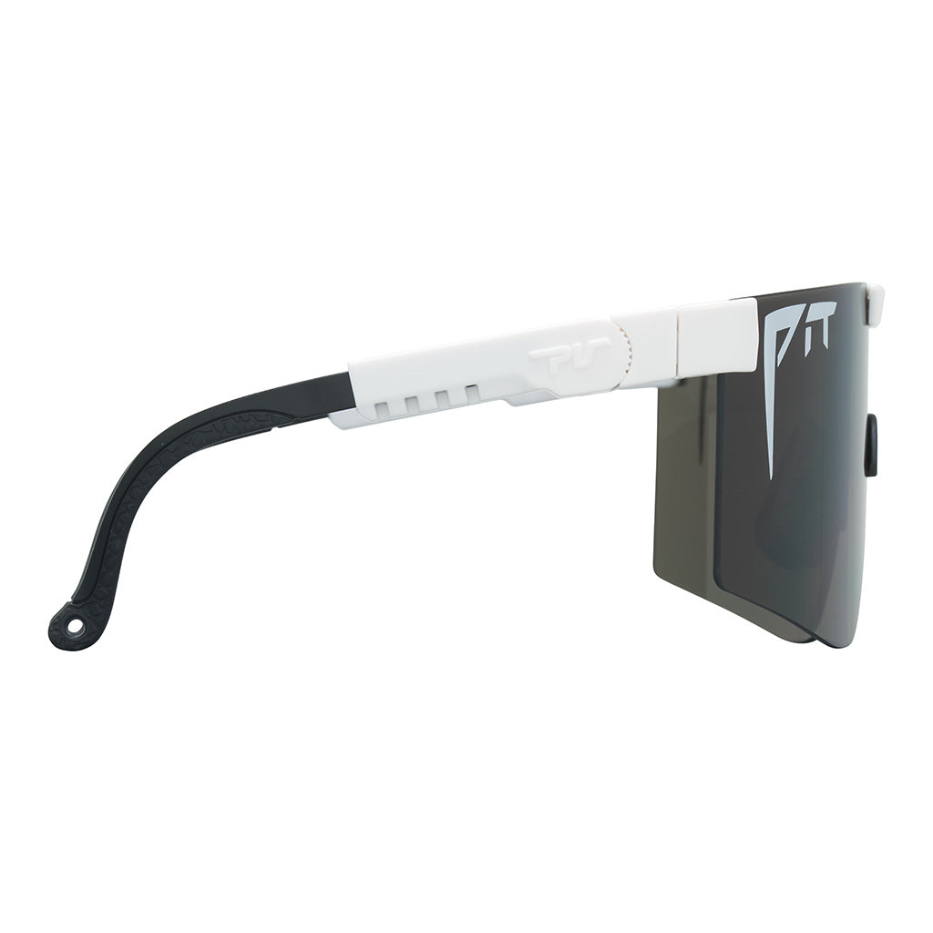 Angled view of The Miami Nights Original 2.0 in wide fit with smoke lens on white background