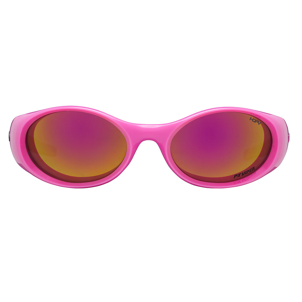 Front view of The Juicy Slammer with z87+ hdpv polarized pink lens on white background