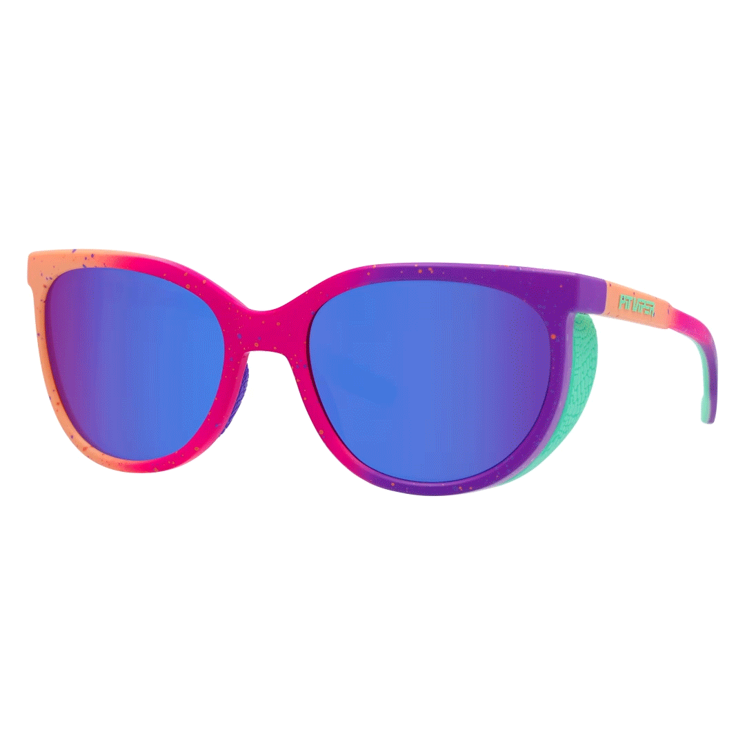 Front view of The Copacabana Fondue with blue-purple lens on white background