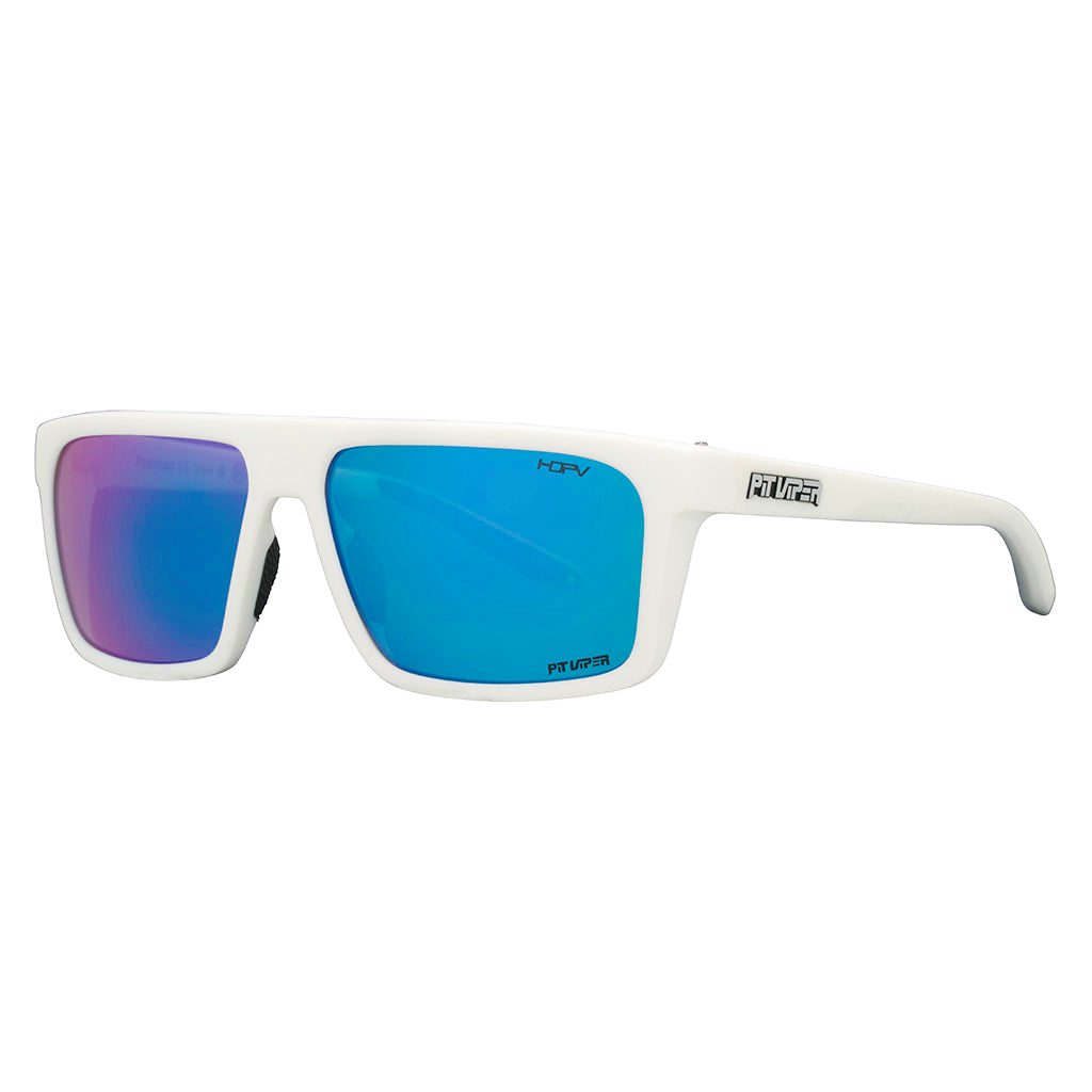 Angled view of The Miami Nights Turboshaft with hdpv polarized blue-purple lens on white background
