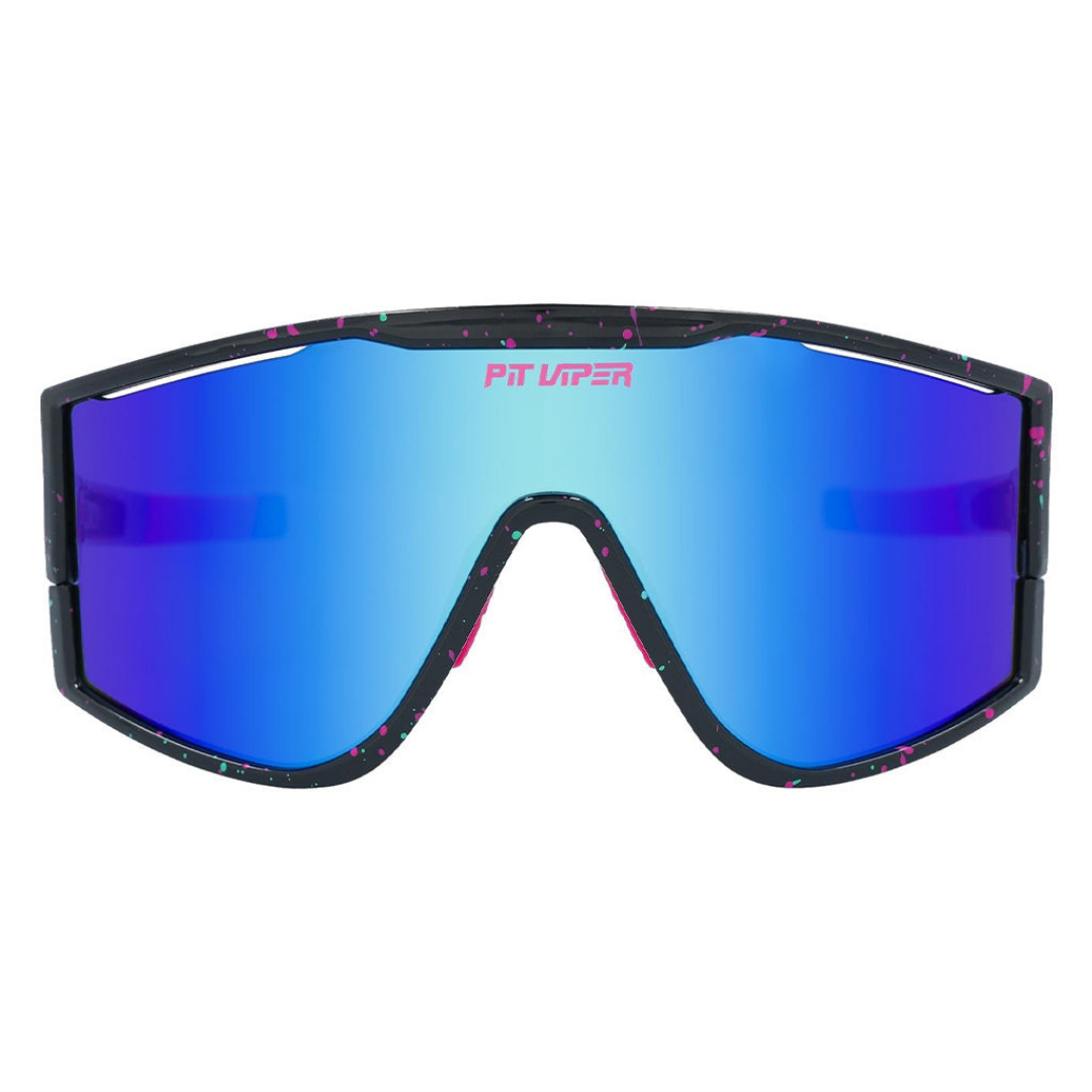 Front view of The Midnight Try-Hard with blue lens on white background
