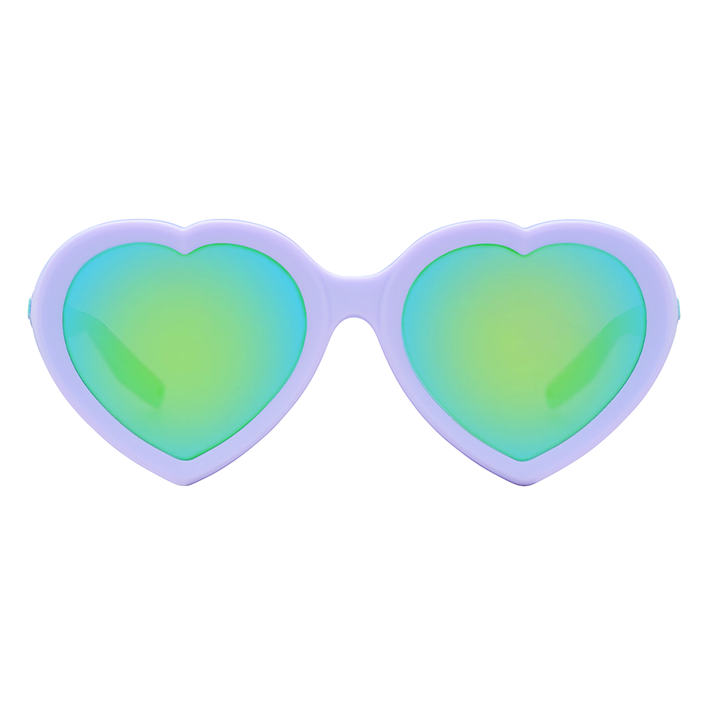 The Moontower Admirer from Pit Viper, lavender heart shaped sunglasses