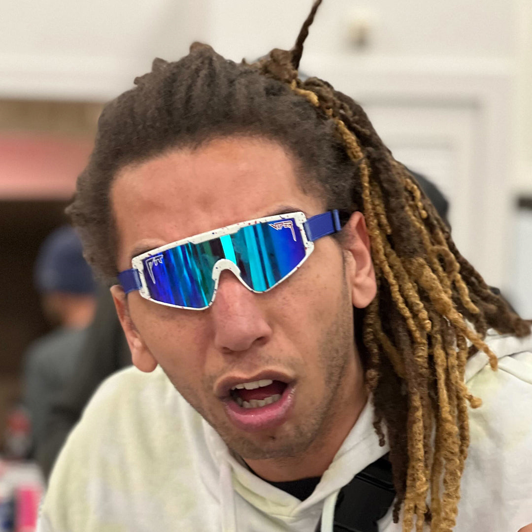 Adult male wearing The Merika Baby Vipes from Pit Viper Sunglasses