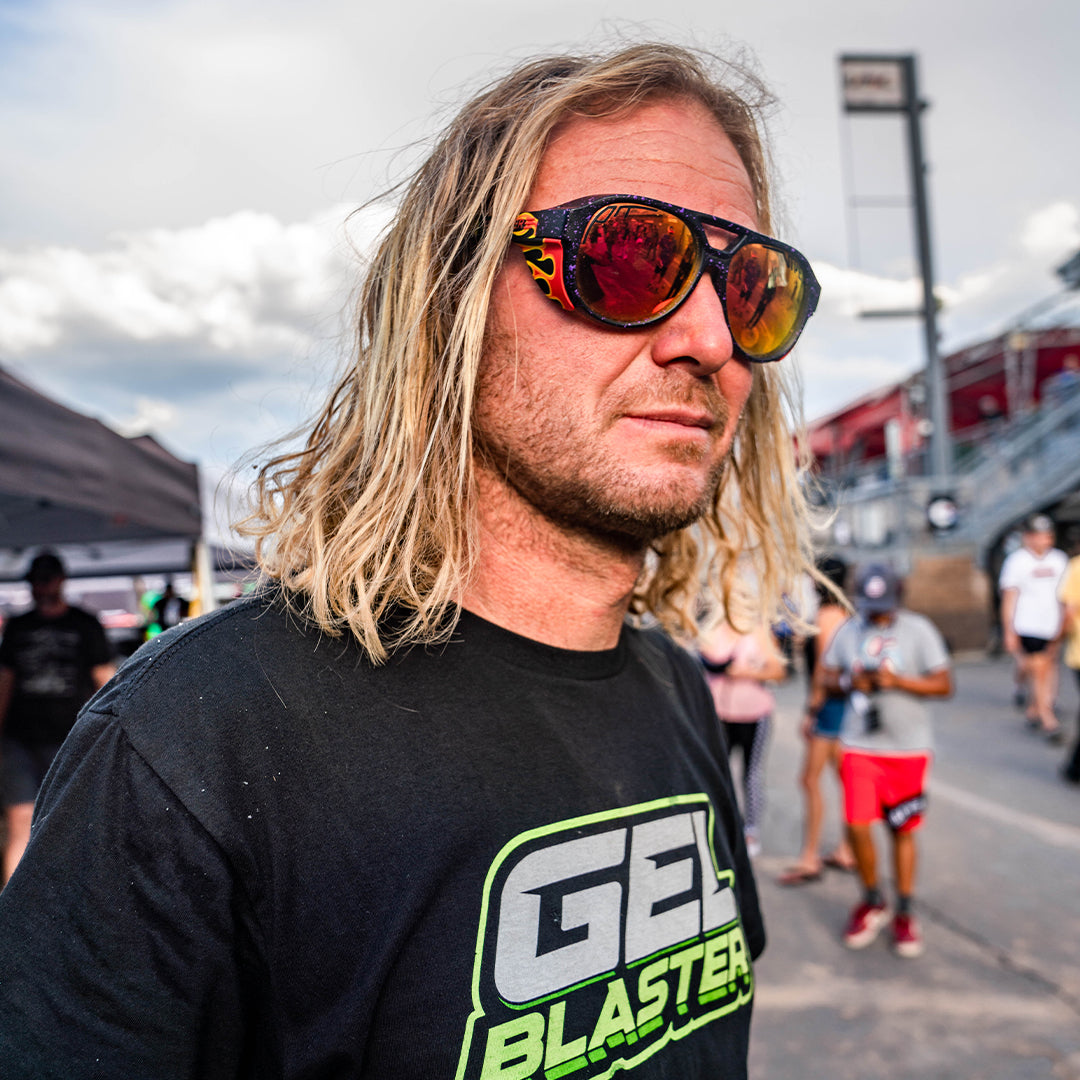 Man wearing the Combustion Exciters from Pit Viper Sungasses