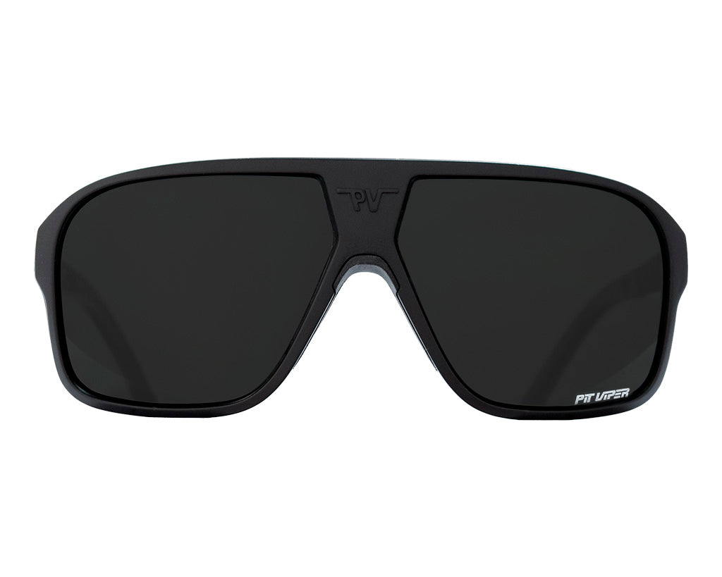 Close-up of The Exec Flight Optics replacement lens with polarized smoke lens
