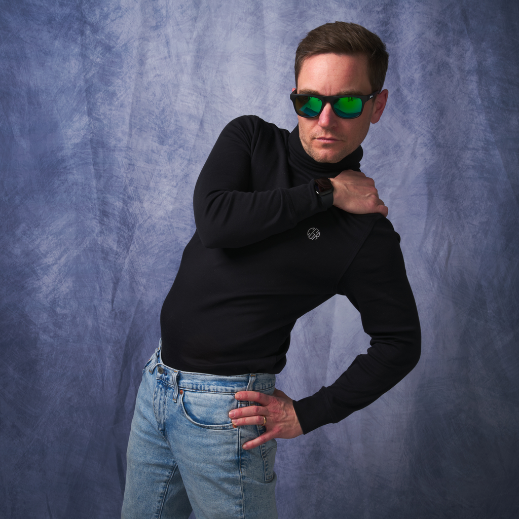 Person wearing The Bio Exec Highball with HDPV Polarized Blue-Green lens