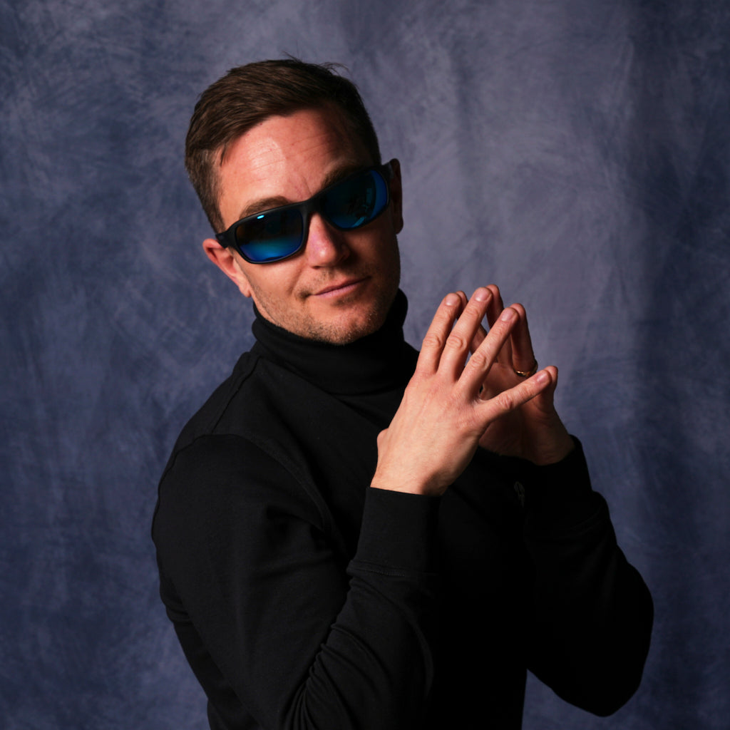 Person wearing The Exec Somox with HDPV Polarized Blue lens
