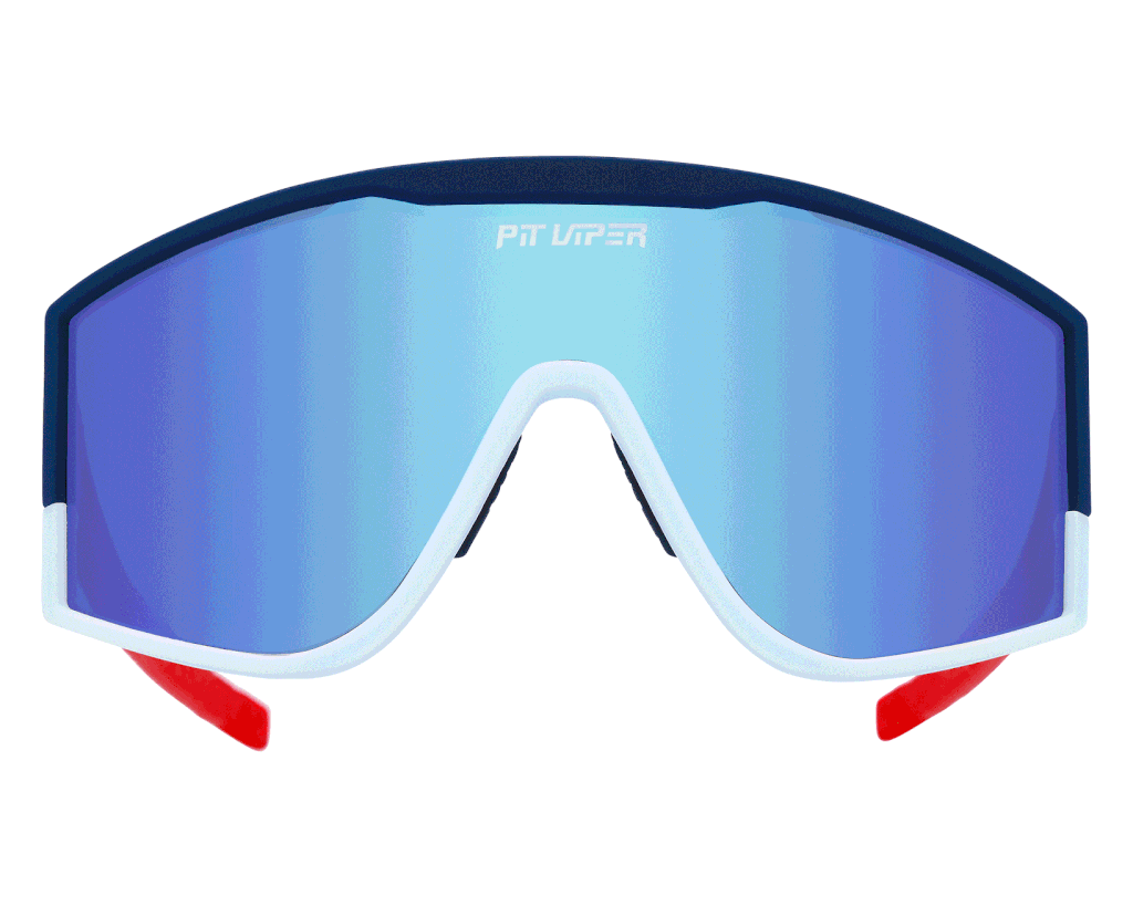 Angled view of The Basketball Team Try-Hard with blue lens on white background