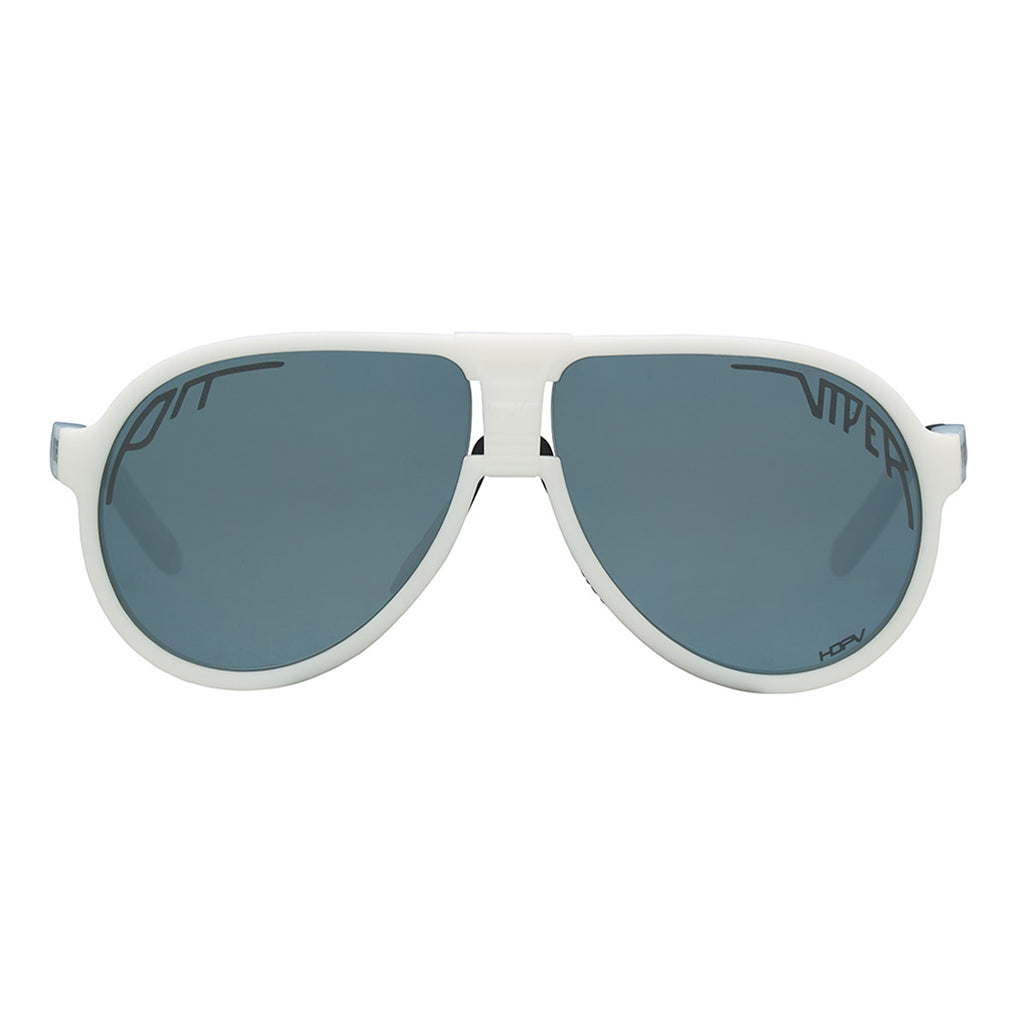 Front view of The Miami Nights Jethawk with polarized Silver lens on white background