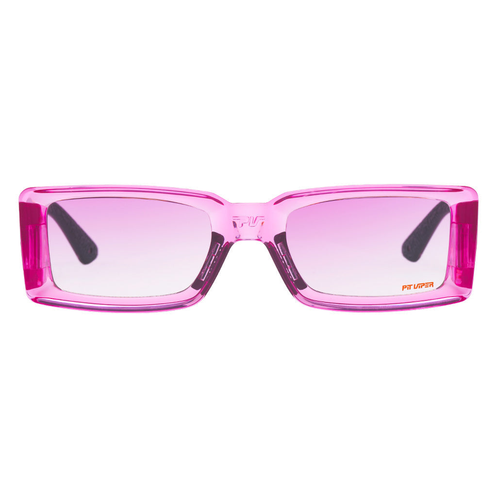 Front view of The Himalayan Low Bones with pink fade lens on white background