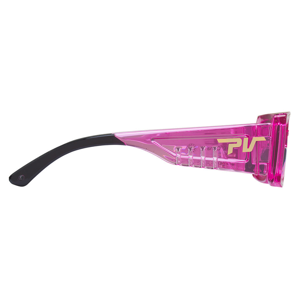 Angled view of The Himalayan Low Bones with pink fade lens on white background