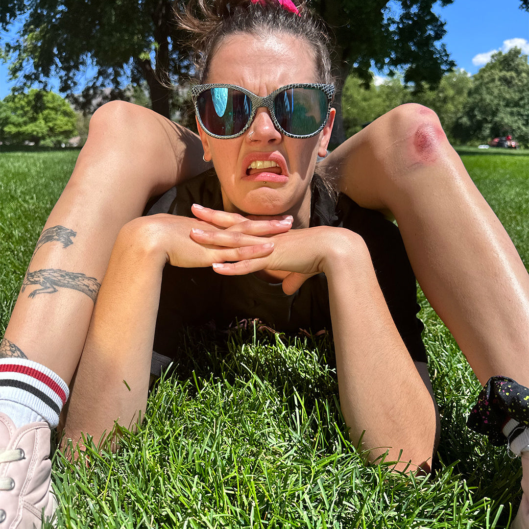 Woman posing wearing Pit Viper Sunglasses