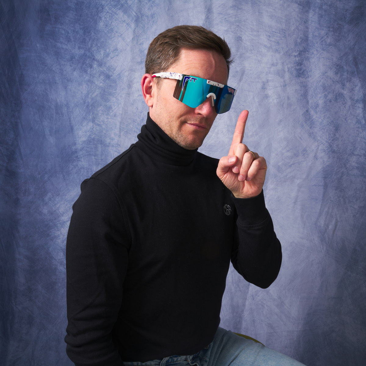 Person wearing The Merika Original 2.0 with HDPV Polarized Blue lens