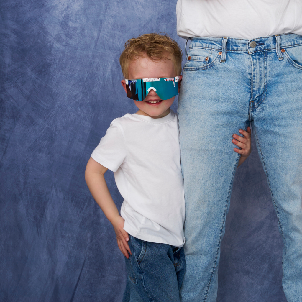 Person wearing The Merika Junior with HDPV Polarized Blue lens