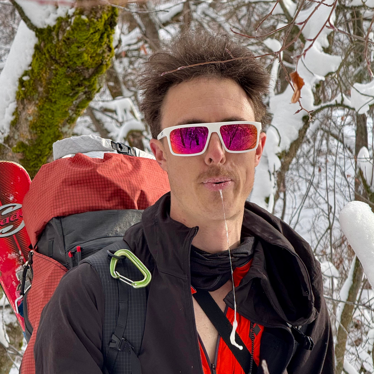 Person wearing The Miami Nights Turboshaft with HDPV Polarized Red lens