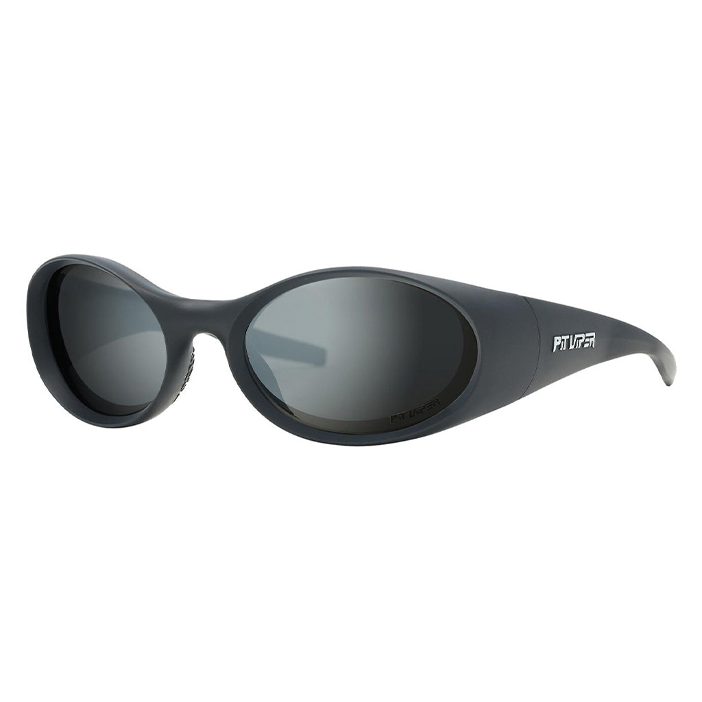 Front view of The Exec Slammer with polarized silver lens on white background