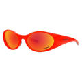 The Nacho Slammer lens from Pit Viper, 1999 retro oval sunglasses with a red frame and red lens