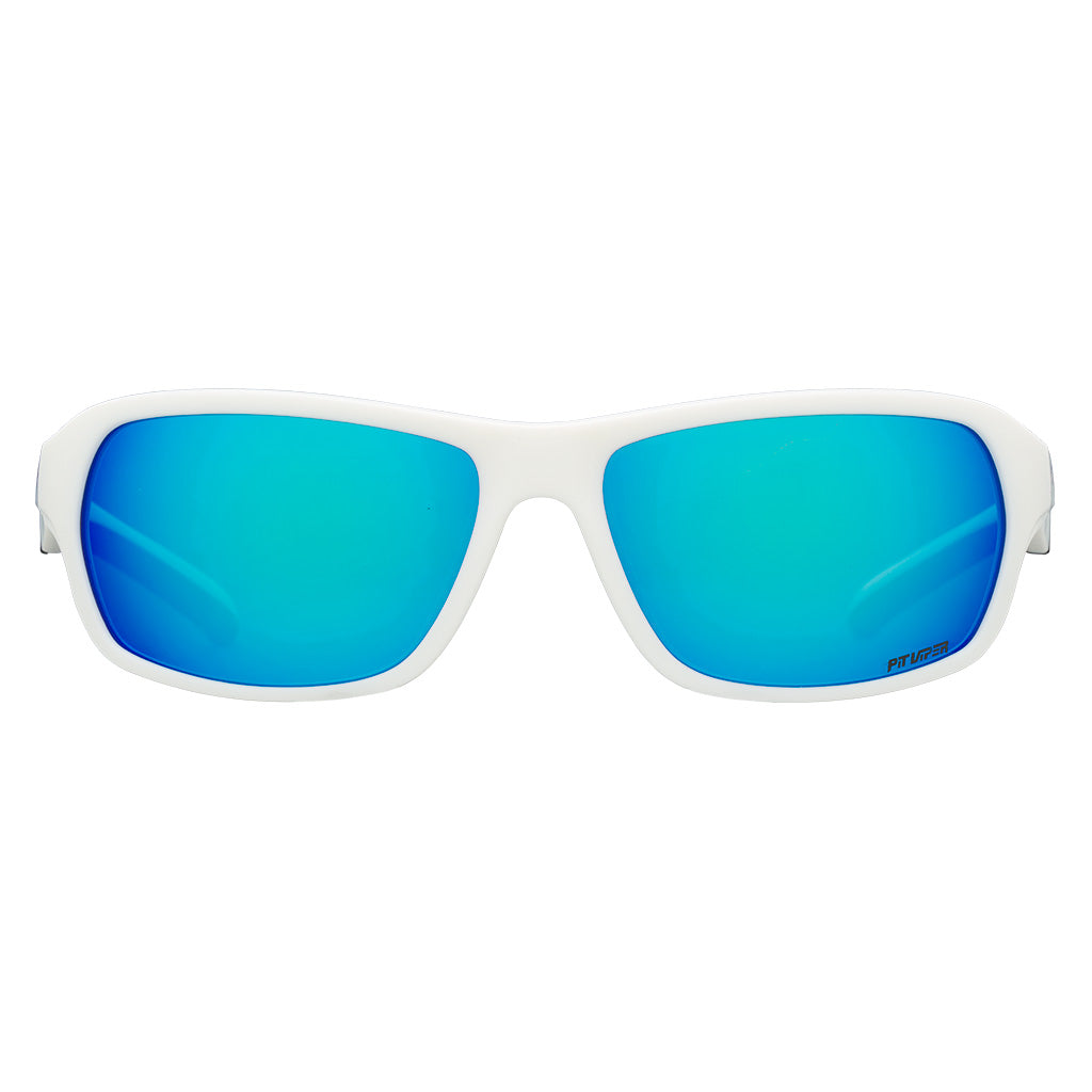 Front view of The Miami Nights Somox with blue lens on white background