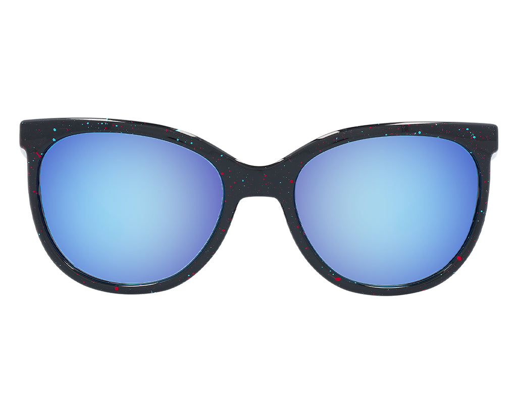 Angled view of The Midnight Fondue with blue lens on white background