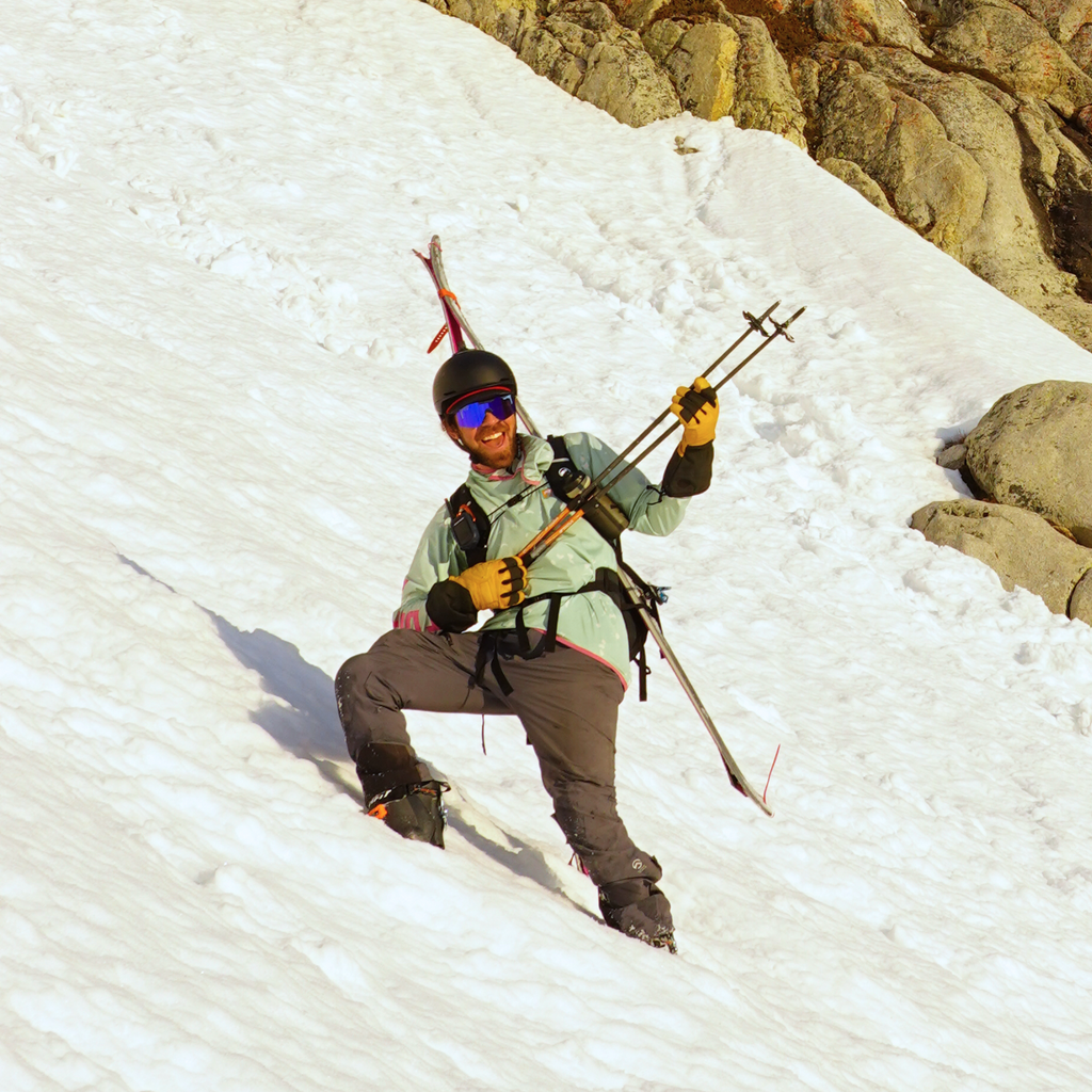 Person wearing The Midnight Original 2.0 with HDPV Polarized Blue lens in wide fit