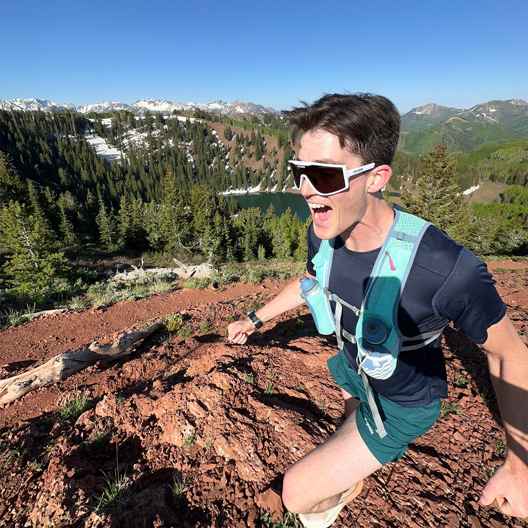 Person running in The Miami Nights Try-Hard from Pit Viper Sunglasses